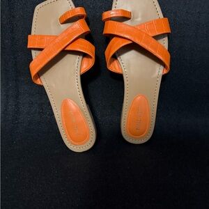 Nine West Orange Tan Sandals with H-Strap Design